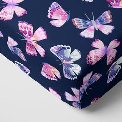 Royal Butterflies Fitted Crib Sheet - Standard