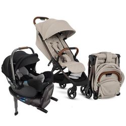Silver Cross Clic Compact Stroller + Nuna PIPA RX Travel System Bundle - Latte / Caviar