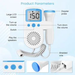 Détecteur de fréquence cardiaque pour bébé à ultrasons 3MHz, moniteur de battement de cœur ultrasonique pour bébé enceinte, moniteur fœtal, stéthoscope Doppler