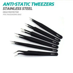 Anti-static Tweezers High-precision Thickened Stainless Steel Curved Tip Clamping Tool Repair Tweezers Package