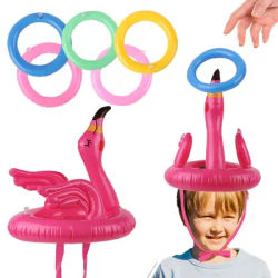 Hawaiian Inflatable Flamingo Ring Toss Game Toy Set For Summer Beach Luau Party Decoration Supplies Hawaiian Pool Games Cactus