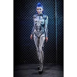 Tuta Intera Costume Cosplay Body Catsuit a Corpo Intero Teschio scheletro Robot steampunk Un Pezzo Costume Spaventoso Bambini Adulti Per donna Mascherata martedì grasso Feste Halloween Costumi di