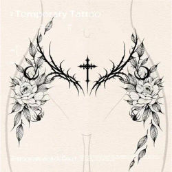 American Dark Thorn Rose Herbal Juice Tattoo Stickers for Men Women Waterproof Durable Temporary Tattoo Party Gifts Art Y2K