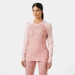 Helly Hansen Women's Lifa Merino Midweight Graphic Crew Base Layer Pink XL