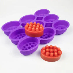 2 Hole Silicone Soap Mold Oval Massage Handmade Soap 9 Even Massage Mold Handmade Soap Mold