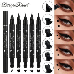 Dragon Ranee Double-Headed Star Seal Waterproof Eyeliner Pen Non-Smudging Beginner-Friendly Heart & Plum Eye Tail Eyeliner Stamp