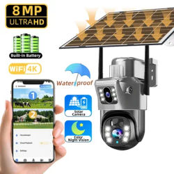 V380 Pro 4K 8MP Dual Lens Solar 4G WiFi CCTV Camera Outdoor PIR Night Vision Low Power Battery Security Surveillance