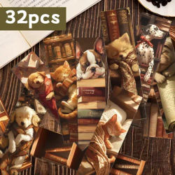 32pcs, retro and healing cat and dog bookmarks, perfect for teachers, readers and book lovers, a perfect birthday gift