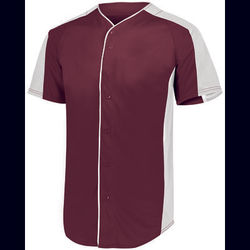 Augusta Sportswear 1655 Athletic Full-Button Baseball Jersey T-Shirt in Maroon/White size 3XL | Polyester