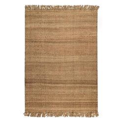 Tappeto in juta naturale fatto a mano motivo chevron frange 160x230