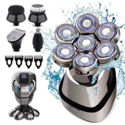 5-IN-1 Rechargeable Bald Head Electric Shaver For Men Floating Blade Head Beard Nose Ear Hair Trimmer Razor Clipper Facial Brush