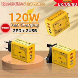 Chargeur d'origine 120W EU/UK/US 4 Ports charge Ultra rapide type-c GaN chargeur de téléphone USB-C QC 3.0 adaptateur de téléphone universel