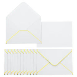 50/100Pcs A6 Envelopes 4x6 Card V Flap Envelope Round Edge Valentine Envelopes with Gold Border for Office Wedding Invitations