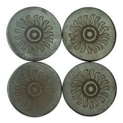 Dark Sun,'Handcrafted Barro Negro Coasters (Set of 4)'