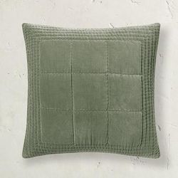 Hand Stitched Luxe Velvet Euro Sham - Green - Grandin Road