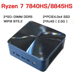 Mini PC Windows 11 Pro, S78 Ryzen 7 7840HS, 8845HS, 32GB DDR5 1TB SSD, WiFi 6, BT Stimule Desk, Ordinateur de jeu