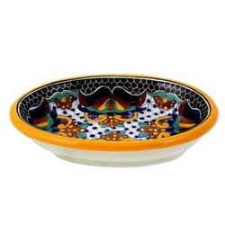 Zacatlan Flowers,'Artisan Crafted Majolica Ceramic 9 Inch Salsa Bowl'