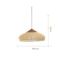 Rétro rotin suspension beige lustre 60 CM plafond suspension lampe en osier pendentif éclairage pour salle à manger île salon