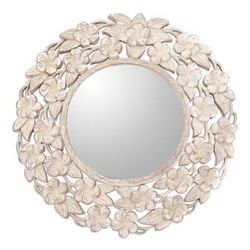 Jepun Forest,'Shabby Chic White Floral Wood Wall Mirror'