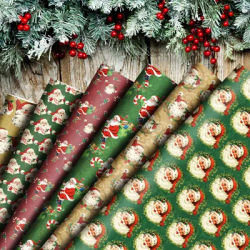 6 Pcs Vintage Christmas Gift Wrapping Paper-Santa Claus Snowman Design,Decorative Diy Craft Paper For Xmas Birthday Party Decor