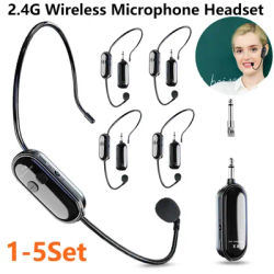 2.4G Mic System Long Range Wireless Microphone System Head Handheld Mic 2 in 1 for Teaching Stage Performers Fitness Instructors