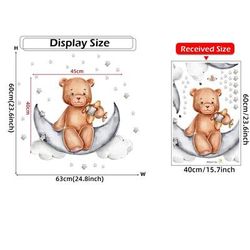 Teddy Bear Swing Moon Wall Sticker: Kids Room Decor 7