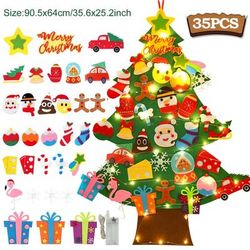 DIY Felt Christmas Tree 2023 Decorations For Home Navidad Xmas Tree With Lights Ornaments New Year Gift 1