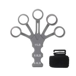 Premium Silicone Finger Trainer Hand Grip Strengthener & Exercise Tool gray