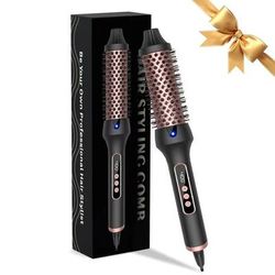 Heated Styling Brush 3 in 1 Ionic Hair Curler Straightener Anti Scald Electric Curl Wand For Perfect Hair Styling blackgold eu