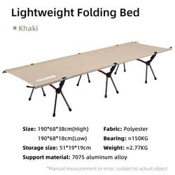 PACOONE Camping Cot Folding Camping Bed Portable Outdoor Sleeping Cot For Adults Kids, Ideal For Travel, RV, And Camping khaki