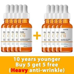 Vitamin C Wrinkle Remover Face Serum Lifting, Firming, And Anti Aging Essence For Fine Lines And Skin Nourishment 10 Pcs
