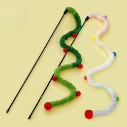 Colorful Cat Teaser Wand: Interactive Christmas Toy For Cats | Funny Feather Caterpillar Rod Pet Supplies blue