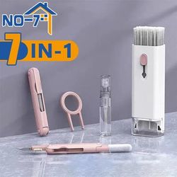 7 in 1 Household Cleaning Kit: Keyboard, Earphone, Screen Cleaner Brush & More 1PC Pink