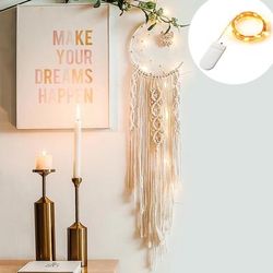 Macrame Dream Catcher Boho Decor Moon Ramadan Wall Hanging Baby Nordic Kids Nursery Color: OwlD7639