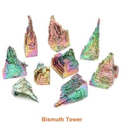 Natural Tumbled Stones: Healing Crystals, Quartz Gems, Bulk Ore & More For Aquariums, Gardens, And Home Decor 1PC Color: Bismuth Tower