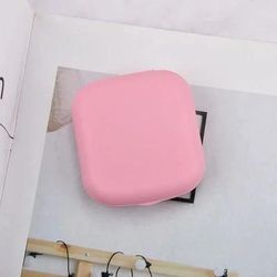 Mini Square Contact Lens Case With Mirror For Women, Colorful Travel Eye Container Lens Box For Daily Use pink