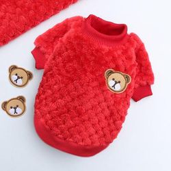 2024 Adorable Print Pet Coat: Warm Fleece Shirt For Small Medium Dogs & Cats Ideal Winter Outfit For Teddy, French Bul red xl