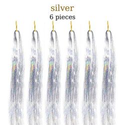 48 Inch Fairy Hair Tinsel Kit 1200 Sparkling Hair Extensions In 12 Colors silver 36 Inches