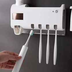 UV Toothbrush Sterilizer Holder With Automatic Toothpaste Dispenser, PIR Sensor, Dual Charging UV Toothbrush Sterilizer Holder With Automatic Toothpaste Dispenser, PIR Sensor, Dual Charging