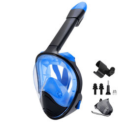 Full Face Snorkel Mask With Wide View And Camera Mount blueblack s m