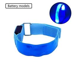 Battery LED Light Strap Armband, Adjustable Band For Wrist Ankle Glow in the Dark Safety Gear For Night Running, Sports blue
