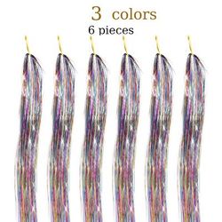 48 Inch Fairy Hair Tinsel Kit 1200 Sparkling Hair Extensions In 12 Colors 3 Colors 36 Inches
