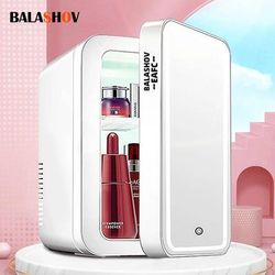 4L Mini Makeup Fridge With LED Light Mirror Portable Cosmetic Storage Refrigerator For Home Car, Dual Use Cooler & W 4L Mini Makeup Fridge With LED Light Mirror Portable Cosmetic Storage Refrigerator For Home Car, Dual Use Cooler & W