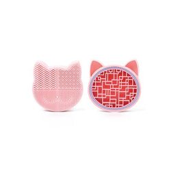 Silicone Makeup Brush Cleaner And Storage Rack Pink