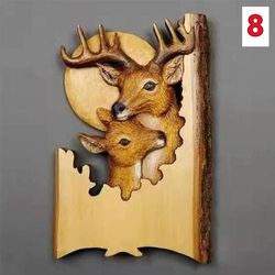 Handcrafted Animal Wall Sculpture: Wood Raccoon, Bear, Deer DEcor 8