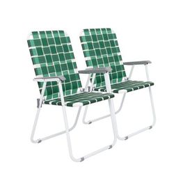 Folding Web Chair, Lightweight Beach, Lawn & Patio Chairs With Webbed Strap Design, Portable Outdoor Seating green