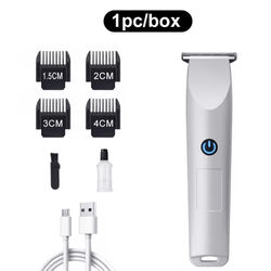 PrecisionPro Cordless Hair And Beard Trimmer USB Rechargeable Adjustable Blades white