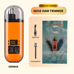 Mens Painless Hair Trimmer, Electric Portable Ear Nose Clipper & Eyebrow Groomer Professional Personal Care Tool orange