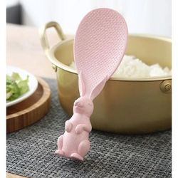 Cute Rabbit Non Stick Standing Rice Spoon Straw Bunny Rice Paddle For Kitchen Use pink
