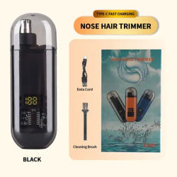 Mens Painless Hair Trimmer, Electric Portable Ear Nose Clipper & Eyebrow Groomer Professional Personal Care Tool black